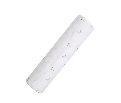 Malabar Baby Baby Gots Certified Organic Cotton Muslin Swaddle, Pink Star
