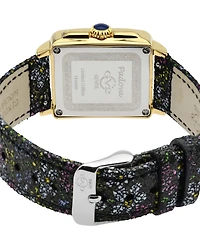 GV2 by Gevril Women's Padova Swiss Quartz Gemstone Floral Swiss Quartz Black Leather Watch 30mm
