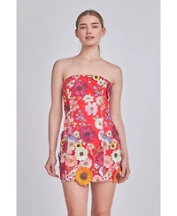 endless rose Women's Floral Embroidered Mini Dress