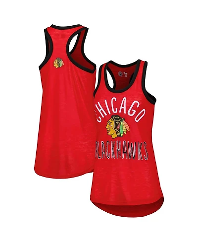 Women's G-iii 4Her by Carl Banks Red Chicago Blackhawks First Base Racerback Scoop Neck Tank Top