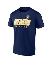 Men's Fanatics Navy, Gray Milwaukee Brewers Player Pack T-shirt Combo Set