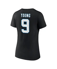 Women's Fanatics Bryce Young Black Carolina Panthers Icon Name and Number V-Neck T-shirt
