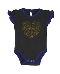 Newborn and Infant Boys and Girls Purple, Black Baltimore Ravens Too Much Love Two-Piece Bodysuit Set