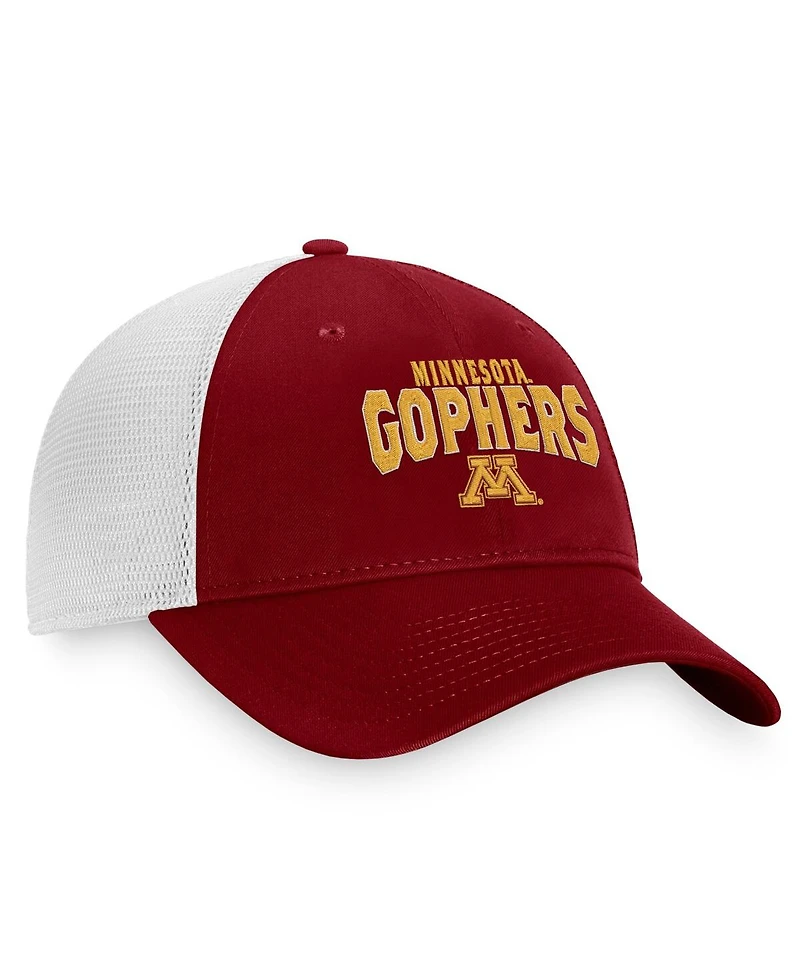 Men's Top of the World Maroon, White Minnesota Golden Gophers Breakout Trucker Snapback Hat