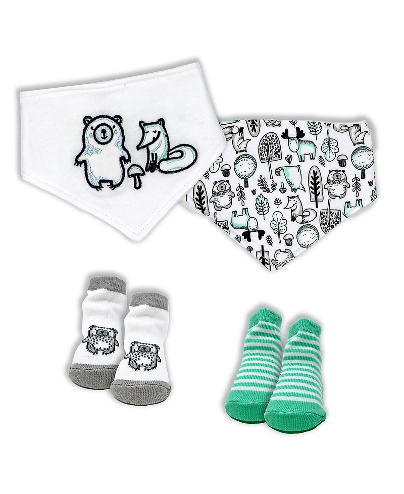 Baby Mode Boys Closure Bibs and Socks, 8 Piece Set
