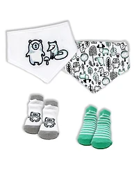 Baby Mode Boys Closure Bibs and Socks, 8 Piece Set