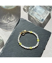 Joey Baby 18K Gold Plated Freshwater Pearls with Smiley Face - HaHa Bracelet 7" For Women