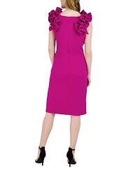 Donna Ricco Women's Ruffled-Shoulder Sleeveless Dress