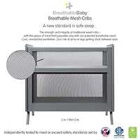 Halo Dream Inc. Breathable Mesh 2-in-1 Mini Crib - Greenguard Gold Certified