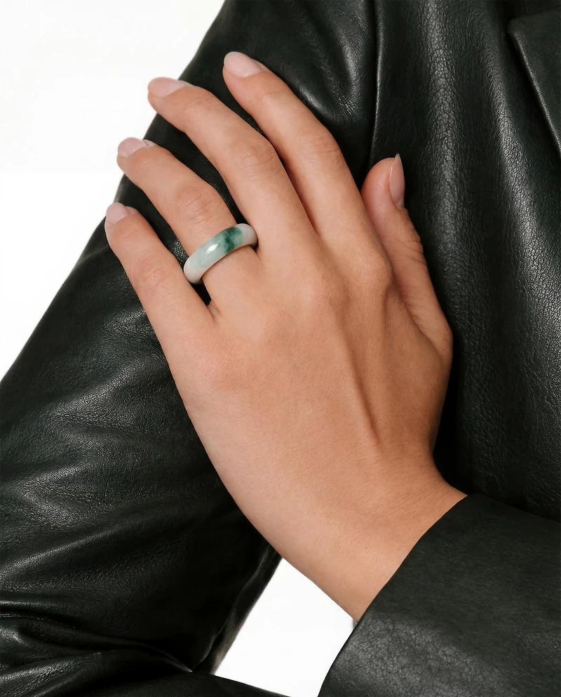Koi — Mottled green jade ring