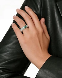Koi — Mottled green jade ring