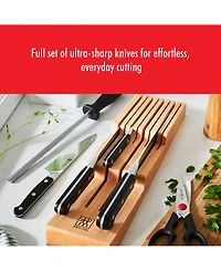 Zwilling Pro 7pc Block Set w/ Beechwood In-Drawer Knife Tray