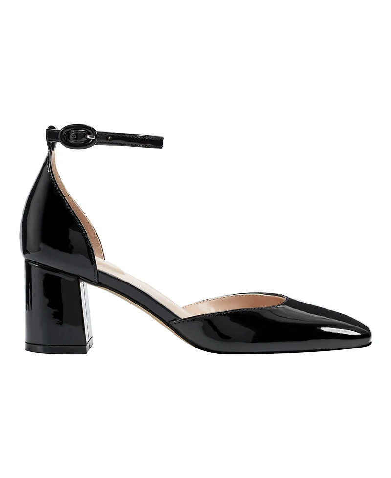 Bandolino Women's Lets Add Square Toe Block Heel Ankle Strap Pumps