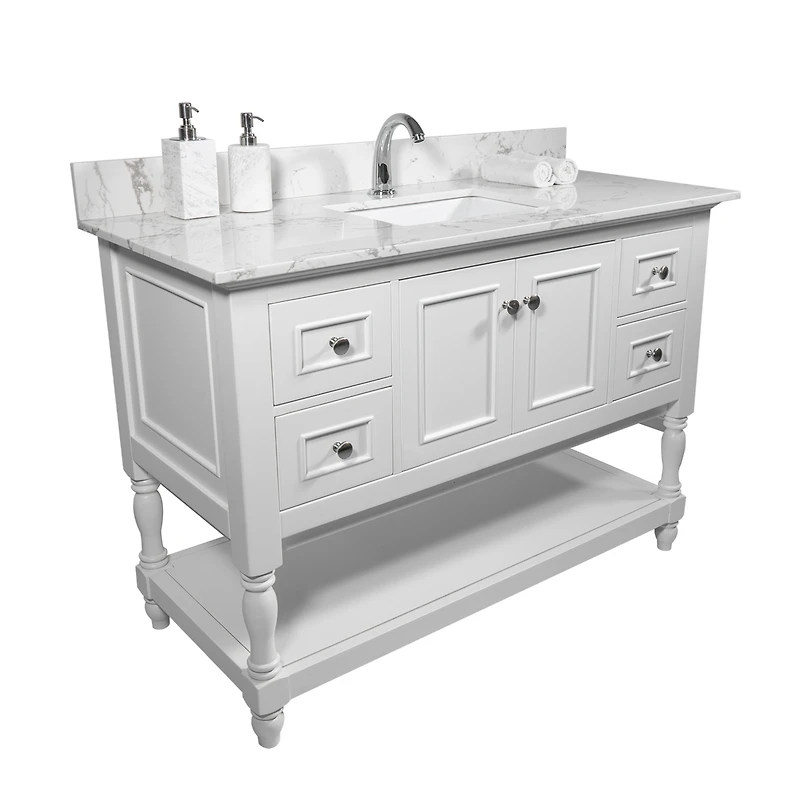 Streamdale Furniture 43 X 22 Bathroom Stone Vanity Top Engineered Stone Carrara Marble With Rectangle