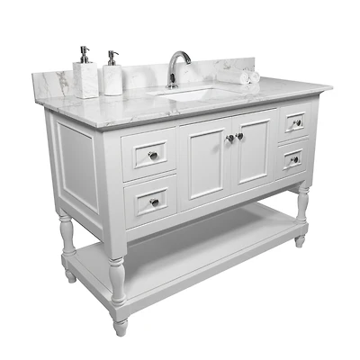 Streamdale Furniture 43 X 22 Bathroom Stone Vanity Top Engineered Stone Carrara Marble With Rectangle