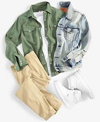 Levis Mens Regular Fit Denim Trucker Jacket Classic Western Shirt Tapered Jogger Pants