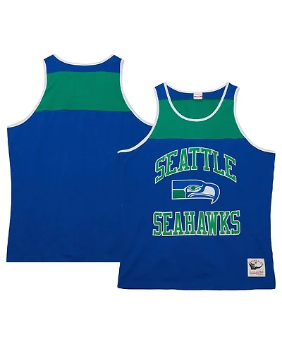 Men's Mitchell & Ness Royal, Green Seattle Seahawks Heritage Colorblock Tank Top