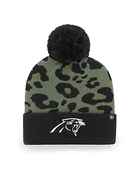 Women's '47 Brand Green, Black Carolina Panthers Bagheera Cuffed Knit Hat with Pom