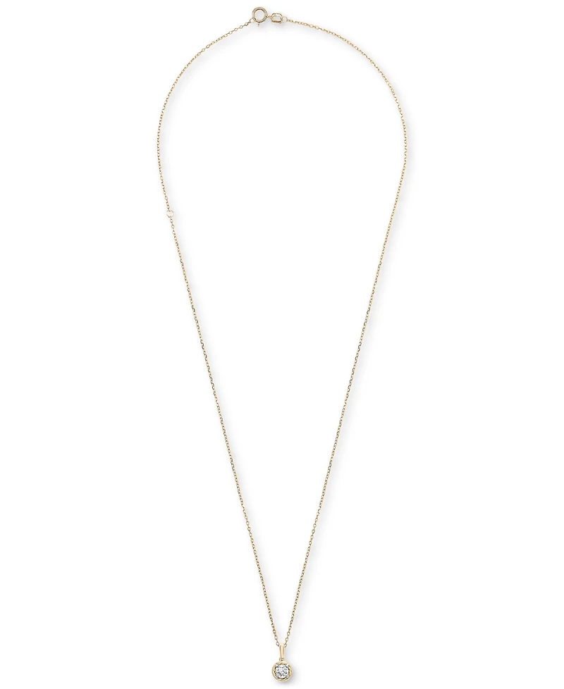 Diamond Knot-Frame Solitaire Pendant Necklace (1/3 ct. t.w.) in 14k Gold, 15" + 3" extender