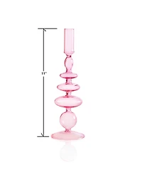 Aurora Glass 3- Piece 9.5", 11", 12" Tall Assorted Color Candlesticks