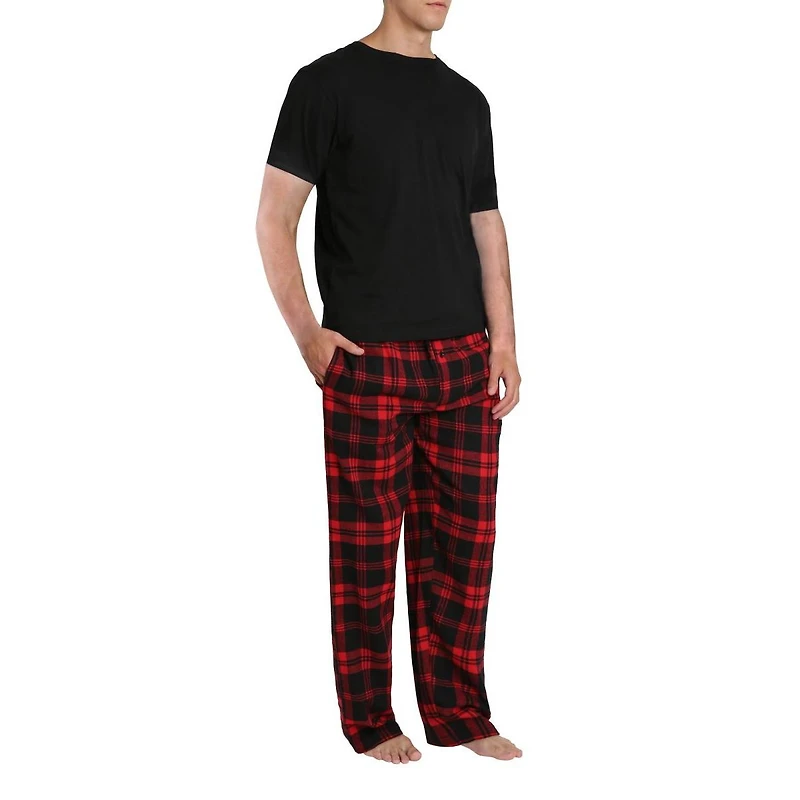 Men's Short Sleeve Flannel Pajama Set