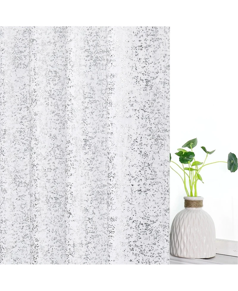 GoodGram Montauk Accents 2 Piece Grommet Top Sparkly Metallic Light Filtering Window Curtains - 95 in. Long Gray