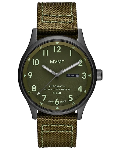 Mvmt Men's Field Automatic Green Canvas Strap Watch 42mm