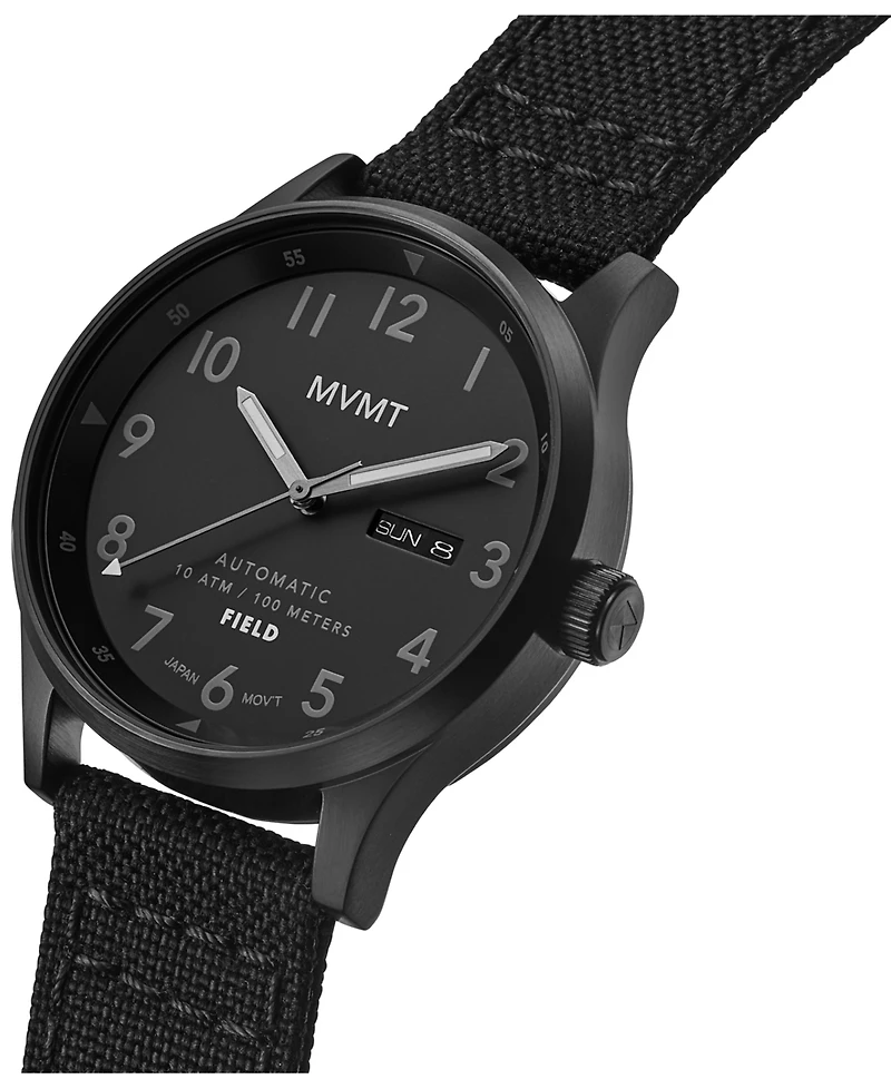 Mvmt Men's Field Automatic Black Canvas Strap Watch 42mm
