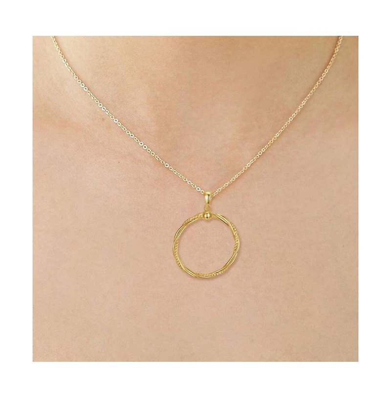 14k Yellow Gold Plated Twisted Rope Eternity Wreath Halo Box chain Necklace