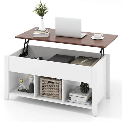 Lift Top Coffee Table w/ Hidden Compartment and Storage Shelves Modern Furniture