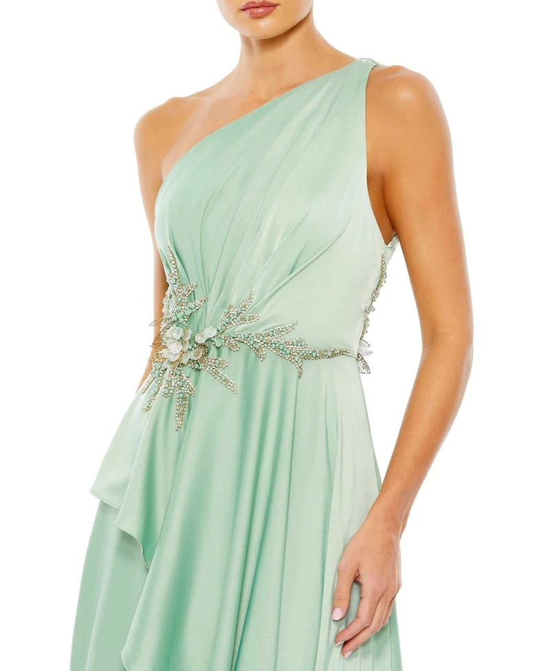 Mac Duggal Women's Embellished One Shoulder Asymmetrical Gown