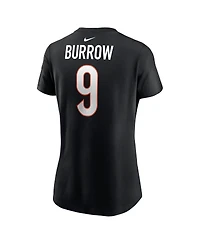 Women's Nike Joe Burrow Black Cincinnati Bengals Player Name and Number T-shirt