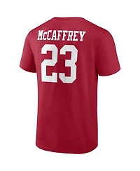 Men's Fanatics Christian McCaffrey Scarlet San Francisco 49ers Player Icon Name and Number T-shirt
