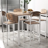 Simplie Fun Farmhouse 5-Piece Counter Height Drop Leaf Dining Table Set With Dining Chairs For 4