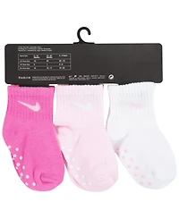 Nike Baby Boys or Girls Core Ankle Gripper Socks, Pack of 3