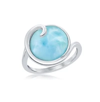 Sterling Silver Wave Design Larimar Ring