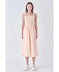English Factory Women's Striped Smocked Midi Dress