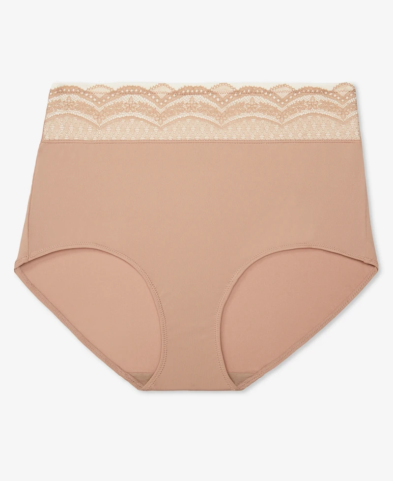 Warners No Pinching Problems Dig-Free Comfort Waist with Lace Microfiber Brief RS7401P
