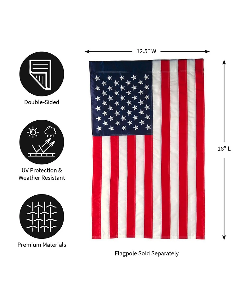 Evergreen American Flag Garden Applique Embroidered Flag 12.5 x 18 Inches Indoor Outdoor Decor