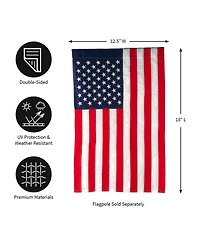 Evergreen American Flag Garden Applique Embroidered Flag 12.5 x 18 Inches Indoor Outdoor Decor