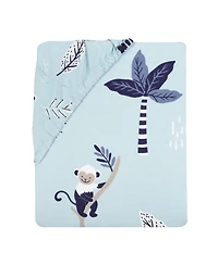 Lambs & Ivy Jungle Party 100% Cotton Monkey/Palm Tree Fitted Crib Sheet