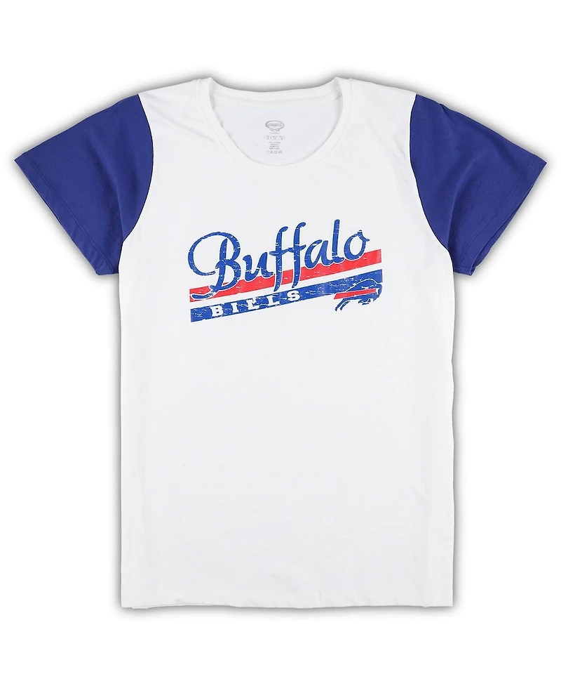 Women's Concepts Sport White, Royal Buffalo Bills Plus Downfield T-shirt and Shorts Sleep Set