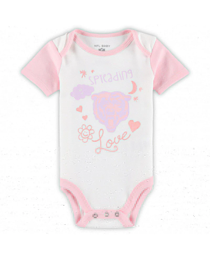 Girls Newborn and Infant White Chicago Bears Spreading Love Bodysuit and Tutu Leggings Set