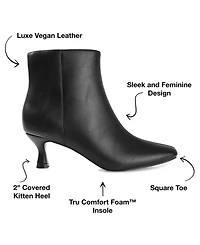 Journee Collection Women's Kelssa Square Toe Kitten Heel Dress Booties
