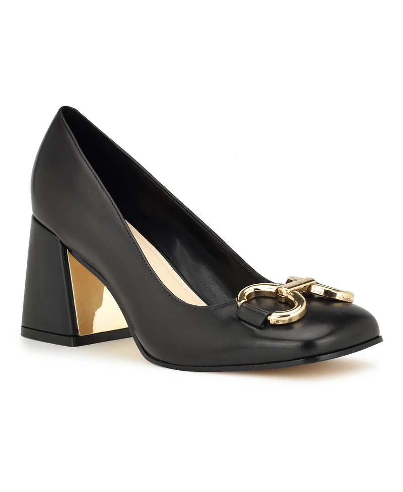 Nine West Women's Caven Square Toe Block Heel Dress Pumps