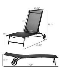 Outsunny 2 Piece Chaise Lounge Chair Pool Chairs with Wheels