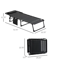 Outsunny Reclining Chaise Lounge Chair, Portable Sun Lounger, Folding Camping Cot, with Adjustable Backrest and Removable Pillow, for Patio, Garden, B