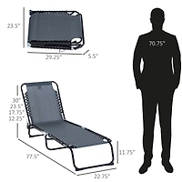 Outsunny Outdoor Folding Chaise Lounge Chair Portable Lightweight Reclining Garden Sun Lounger with 4-Position Adjustable Backrest for Patio, Deck, an