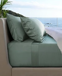 Cariloha Resort 4-Piece Sateen Sheet Set | Ocean Mist Split King Viscose Material Thermal-Regulating, Extra Soft Cooling Sheets