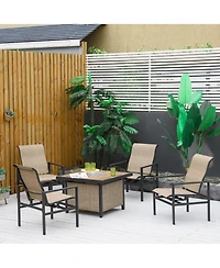Outsunny 5 Piece Outdoor Dining Set, Ice Bucket Table, Rocking Chairs,